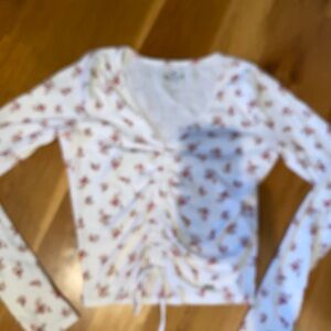 Floral Hollister Long Sleeve Top Cinched Top